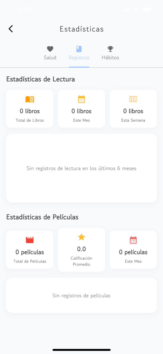 Estad&iacute;sticas de Registros