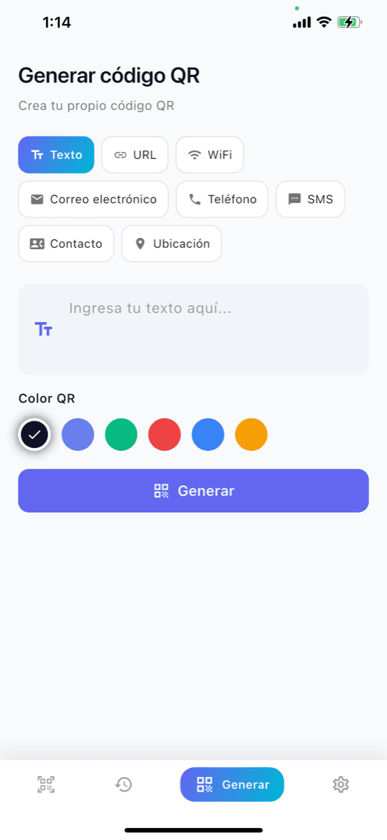 Pantalla de Crear