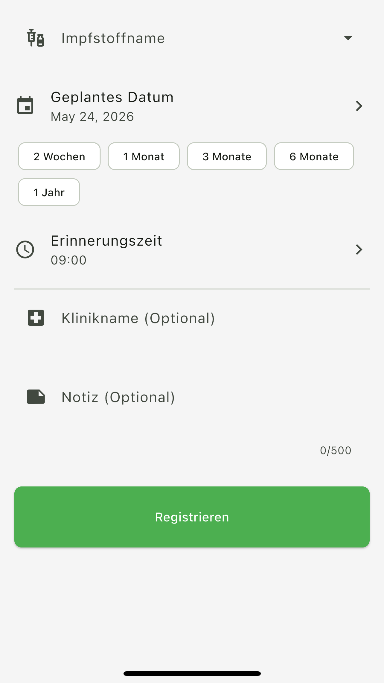 Impfung eintragen