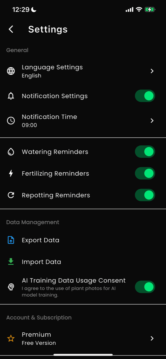 Settings Screen