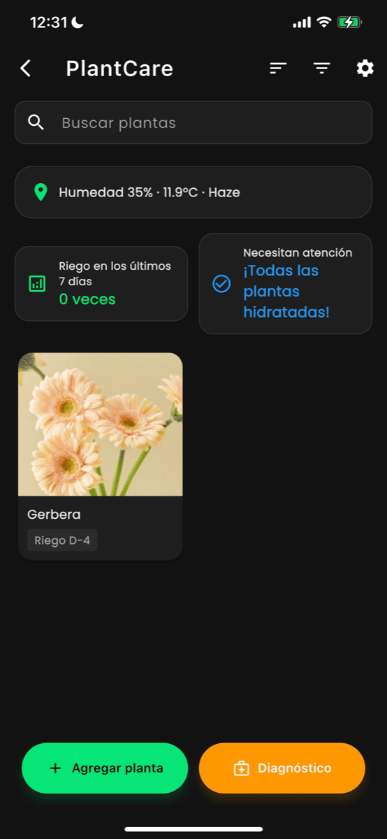 Pantalla de inicio
