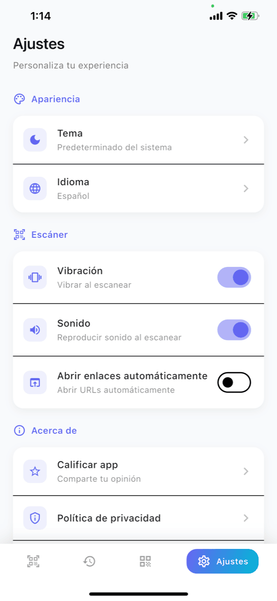 Captura de pantalla de Mono QR Scanner