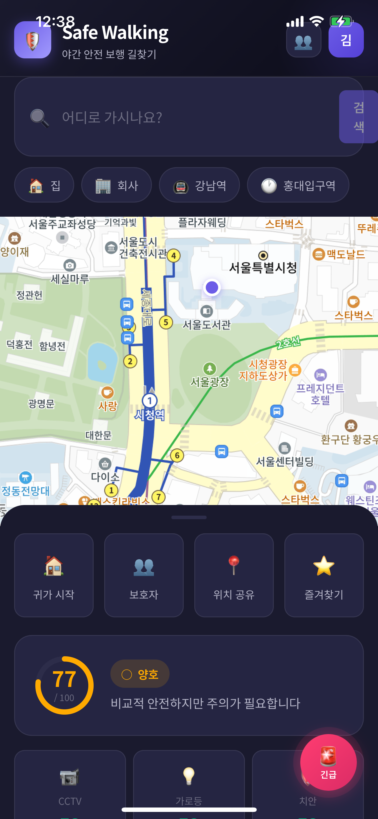 Safe Walking - 야간 안전 보행 길찾기